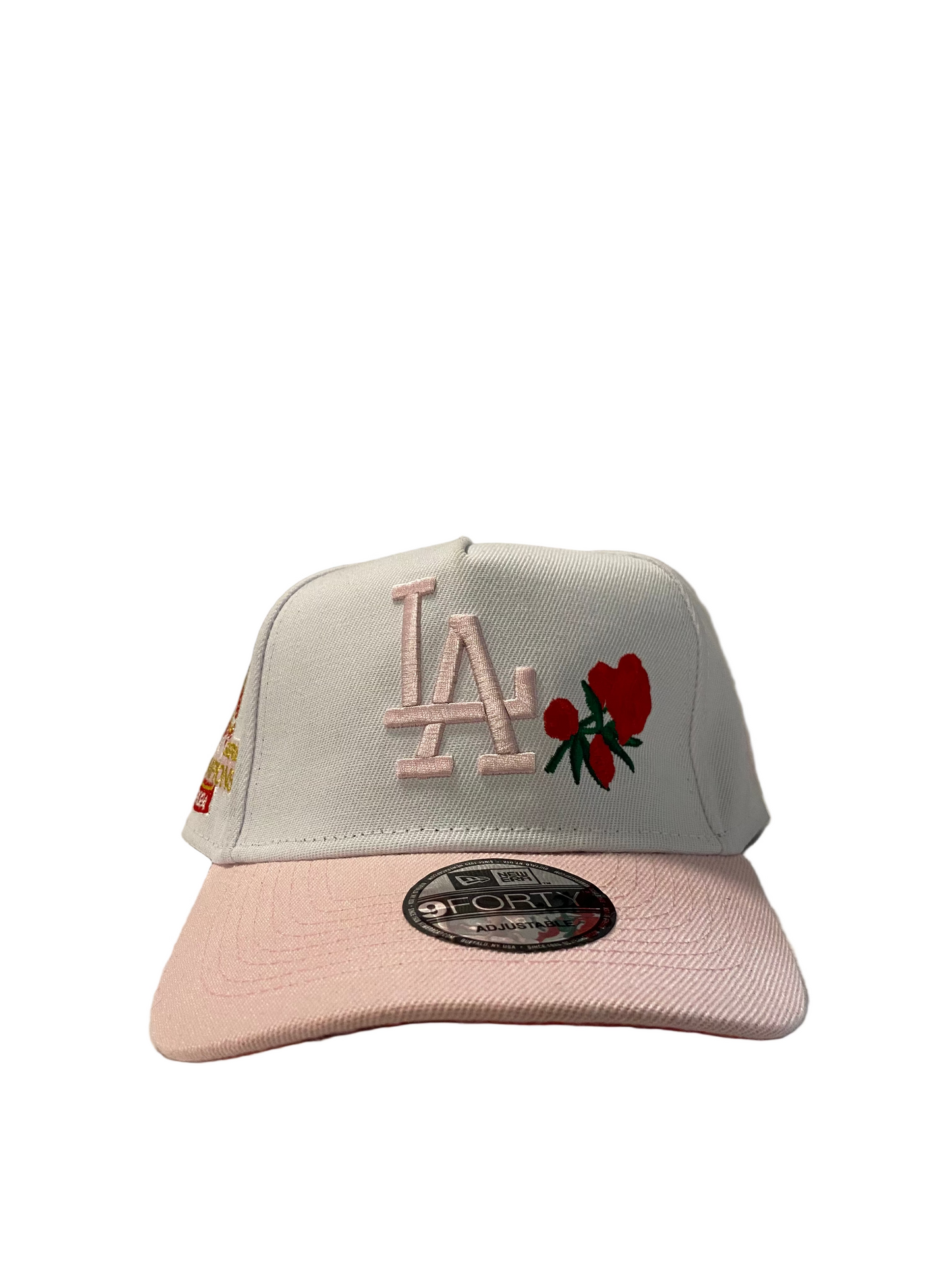 9FORTY LOS ANGELES PINK & WHITE CURVED SNAPBACK