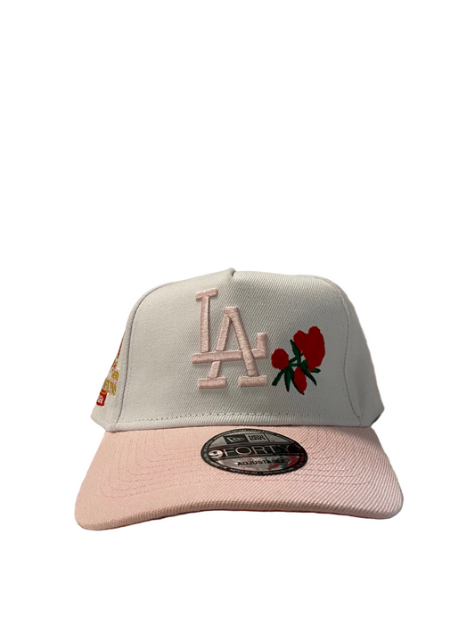 9FORTY LOS ANGELES PINK & WHITE CURVED SNAPBACK