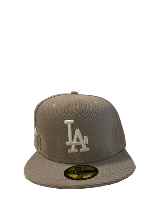 59FIFTY LOS ANGELES DODGERS WORLD SERIES GRAY FLAT BRIM FITTED CAP