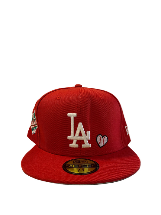 Pre Order 59FIFTY LOS ANGELES DODGERS RED FLAT BRIM FITTED CAP