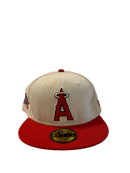 59FIFTY LOS ANGELES ANGELS CREAM & WHITE FLAT BRIM FITTED CAP